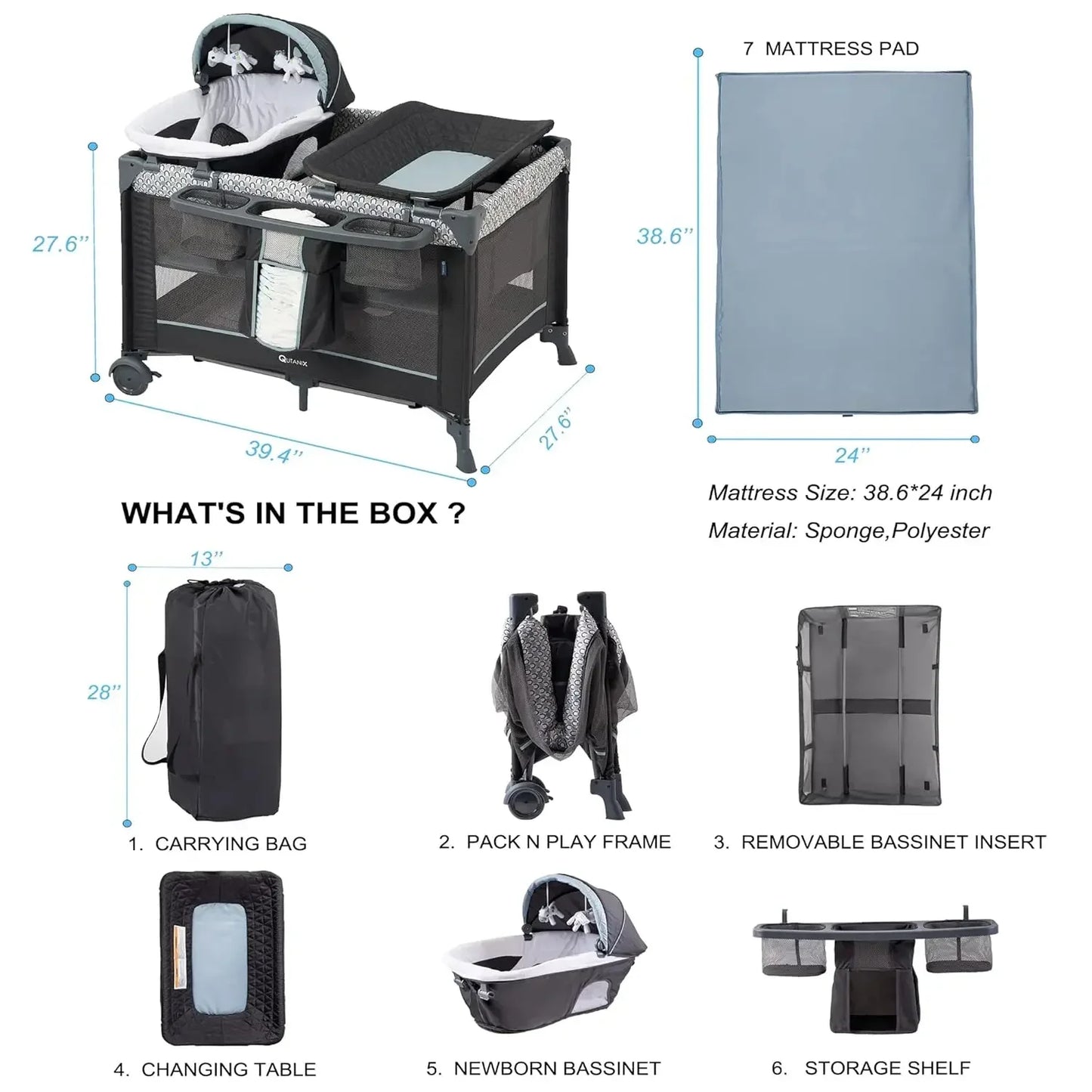 Hign-concerned 5 In 1 Pack And Play Baby Crib Bassinets