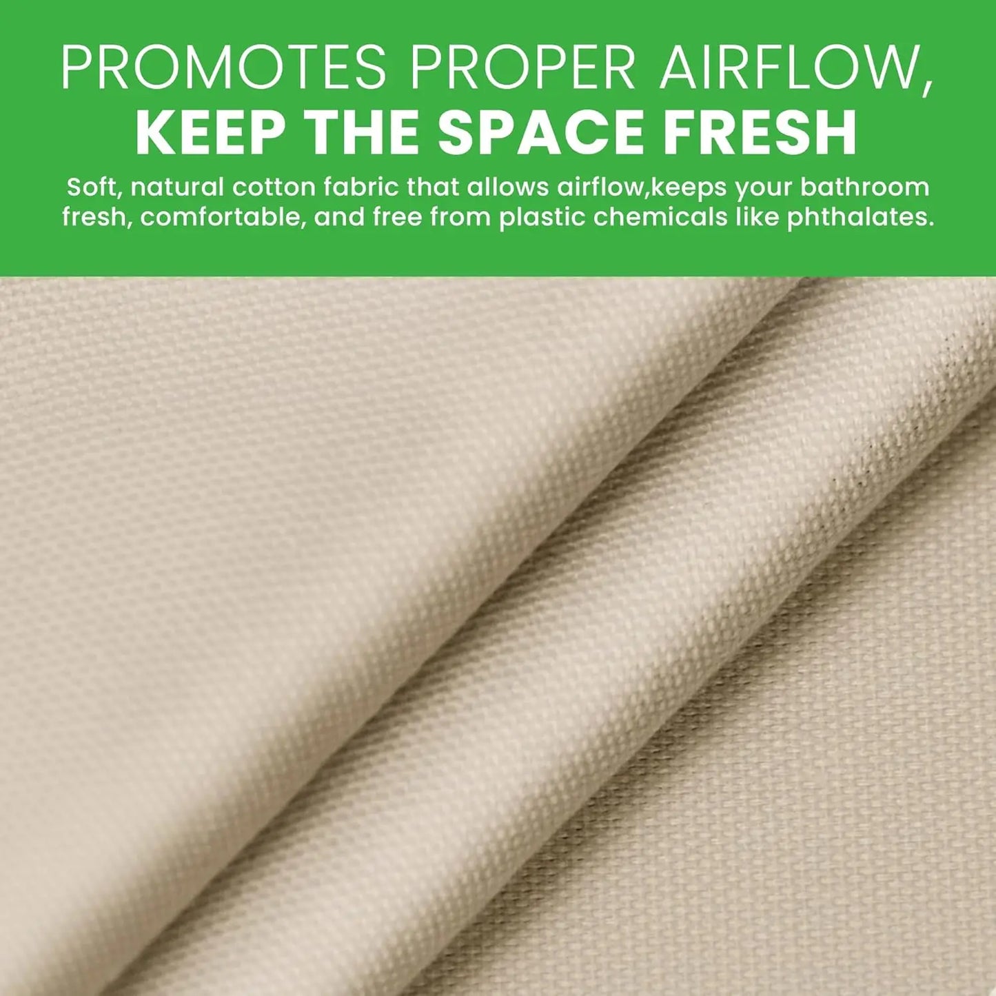 Natural Cotton Shower Curtain Liner Eco Friendly Washable Breathable