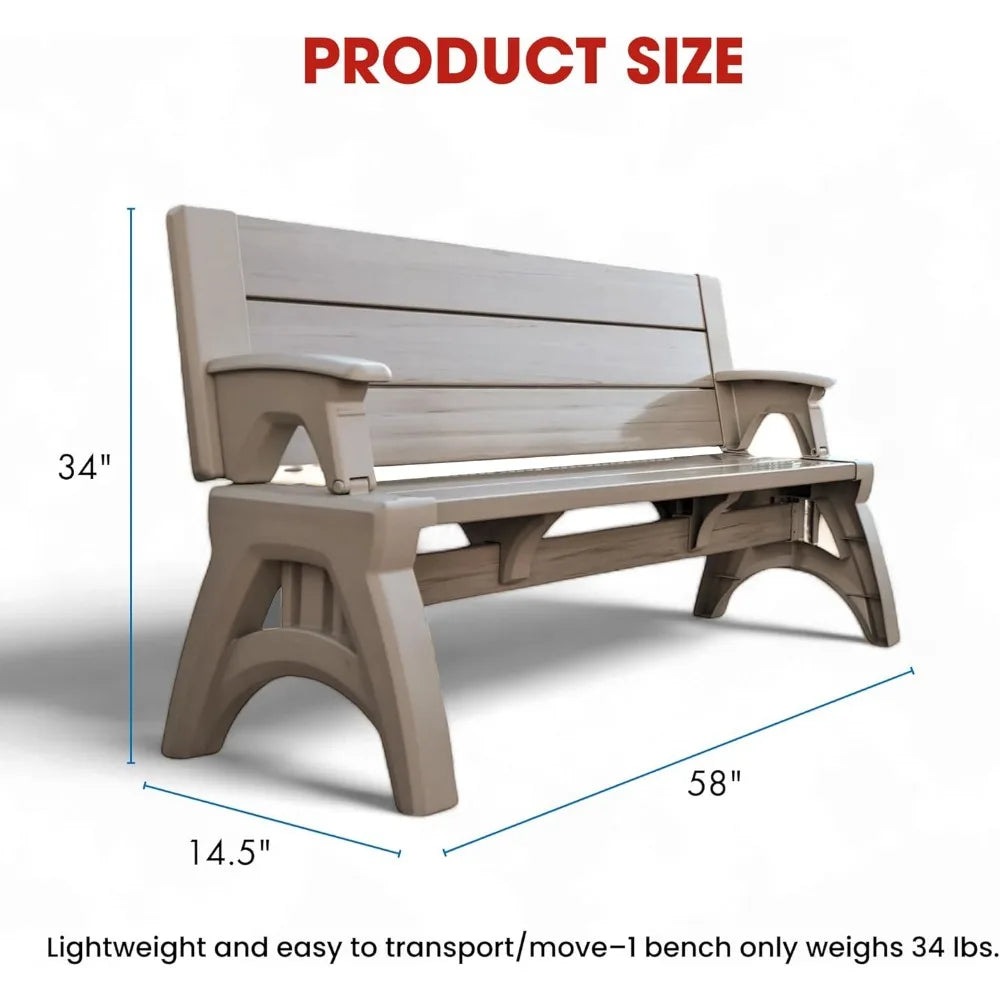DAFIFY 2in1 Outdoor Bench and Picnic Table Foldable