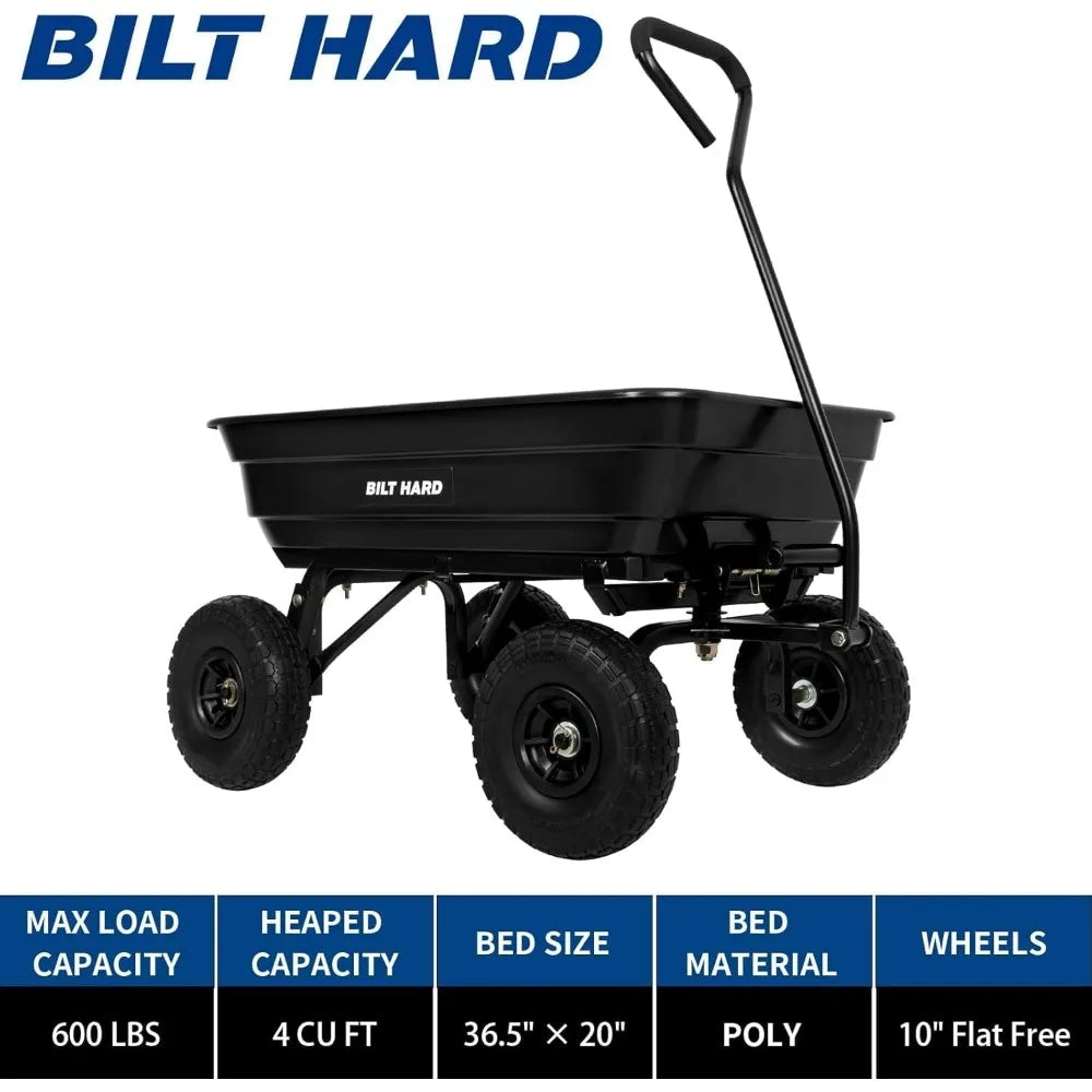 Dump Cart With 180 Degree Rotating Handle 600 Lbs Capacity