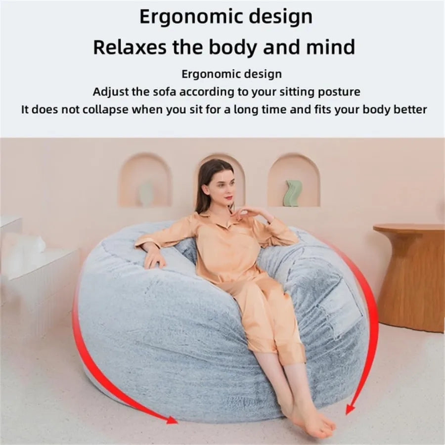 7 Foot Giant Comfy Bean Bag Bed With Fluffy Surface And 3D Shaping For Living Room Lounge Sofa Floor Chair