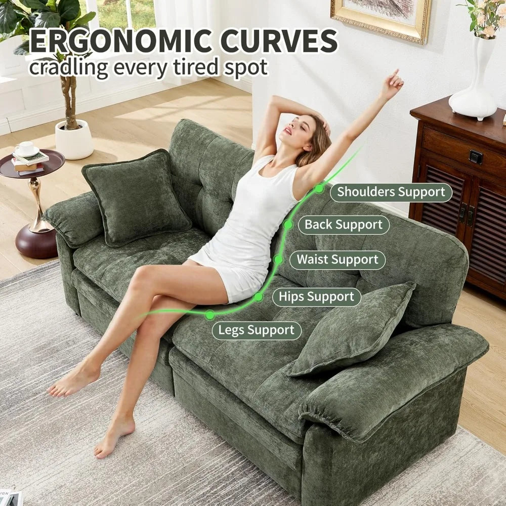 84" Modern Chenille Loveseat - Double-Layer Cloud Cushion, Deep Seat, Sturdy Frame, Easy Assembly, Multi-Room