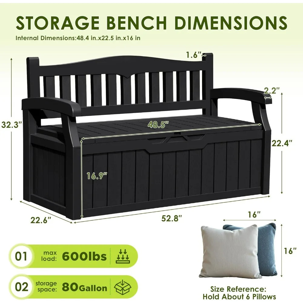 XMSJ Outdoor Resin Bench With Armrests Waterproof UV