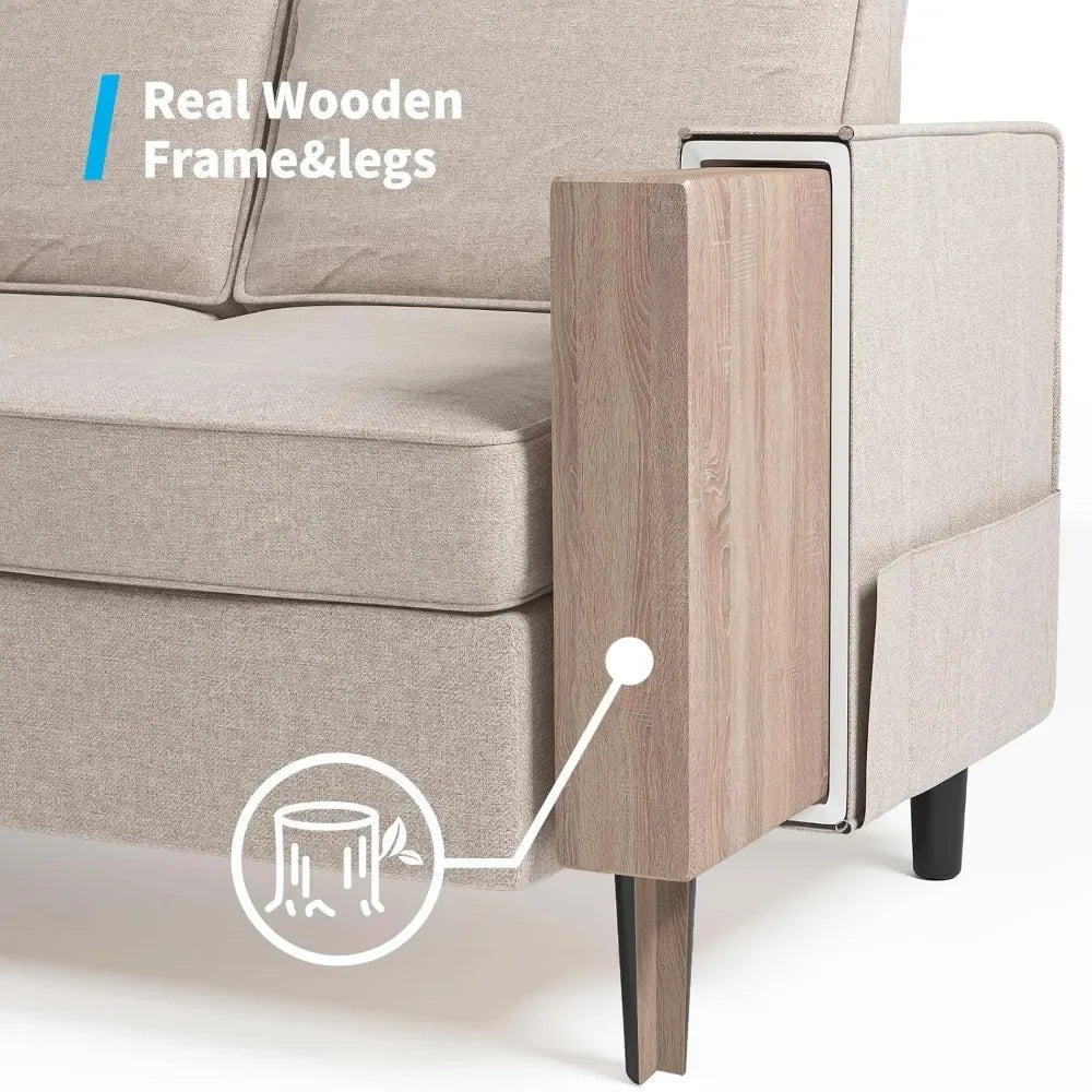 L Shaped Sectional Sofa Set With Ottoman Living Room