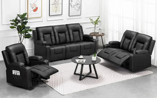 Recliner Leather Living Room Set Sofa Loveseat Chair
