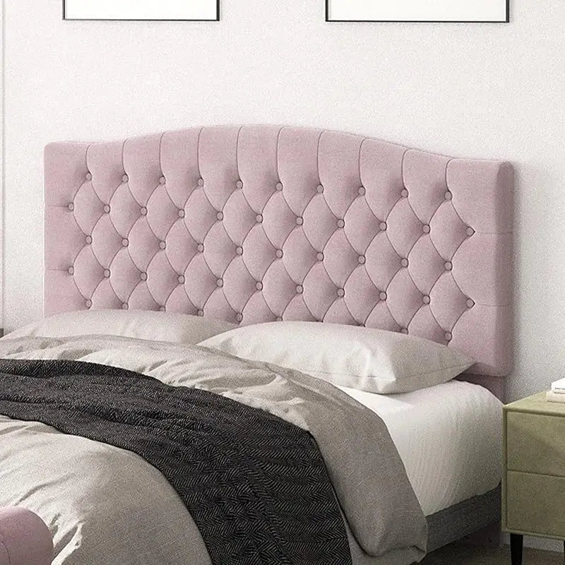 King Headboard Only, Upholstered Head Board for Adjustable Bed Velvet Tufted Cal  Size Wall Mounted