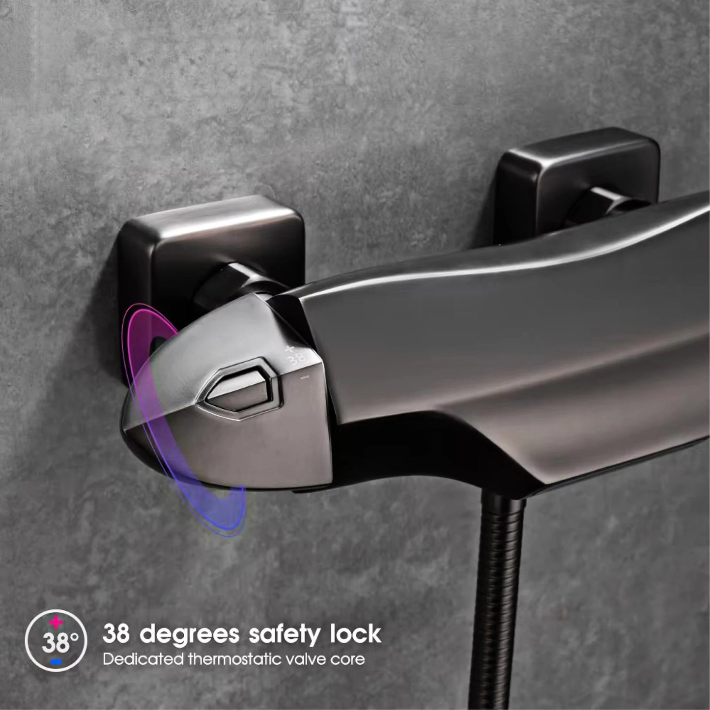 Luxury brass Gold bathroom faucet with simple constant temperature design Dual control of Hot & Cold 2 function bathtub Mixer