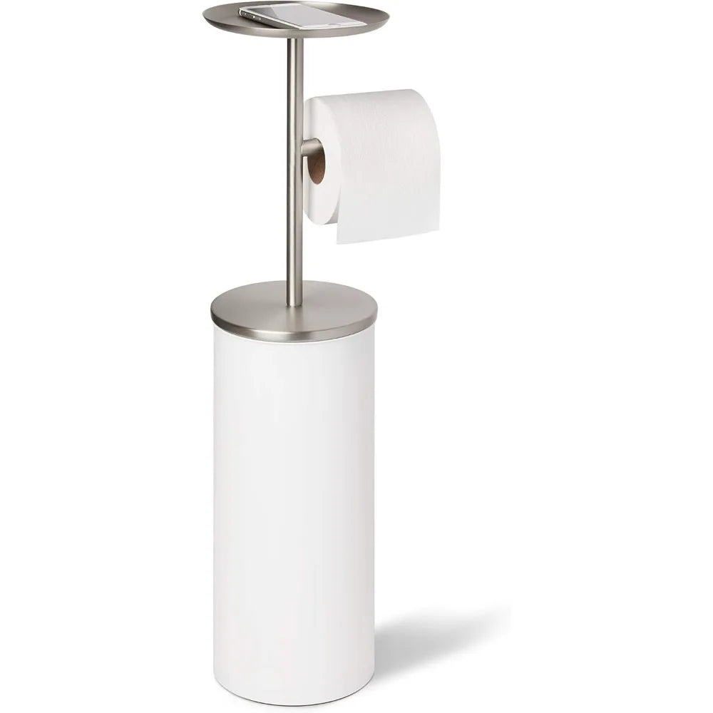 Portaloo Toilet Paper Stand and Reserve, White/Nickel