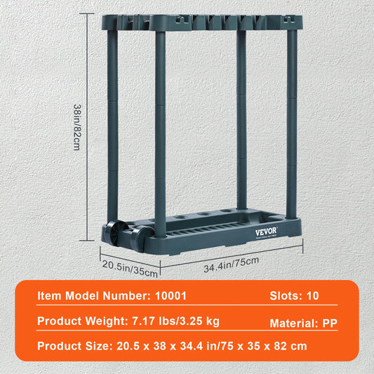 SucceBuy 10 Slot Yard Garden Tool Organizer Tower Rack