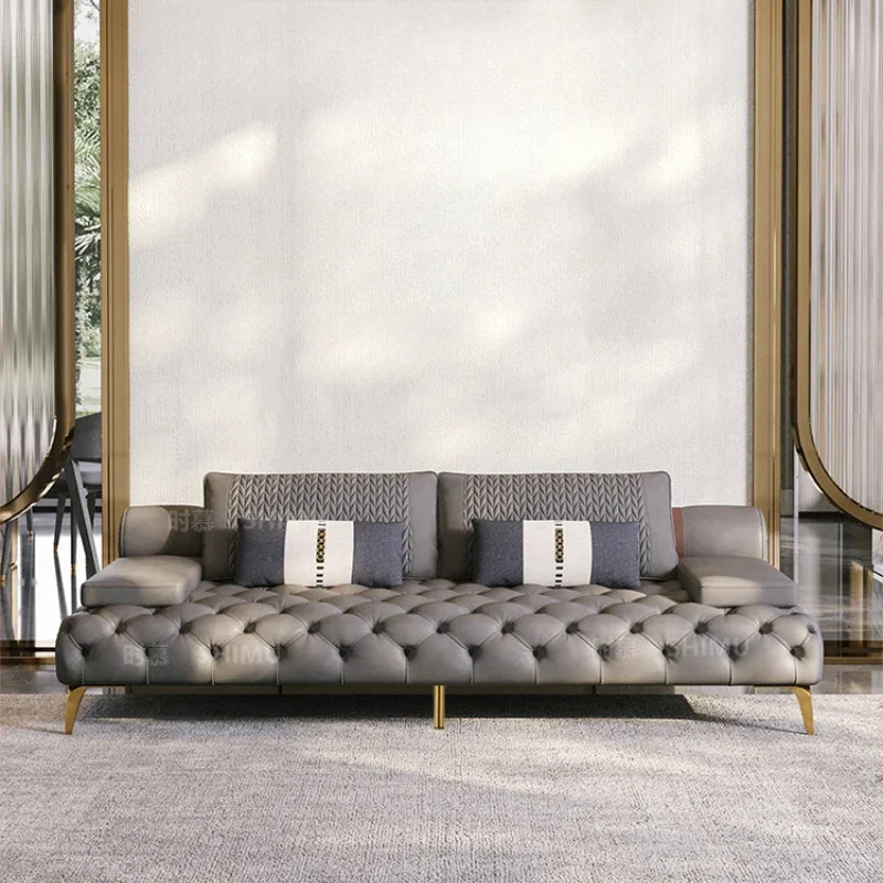 DUTRIEUXCN Italian Genuine Leather Sectional Sofa 3 Piece Set