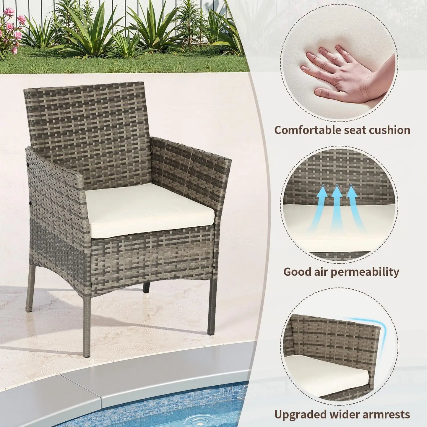 Outdoor Patio Furniture Set With Loveseats And Rattan Coffee Table