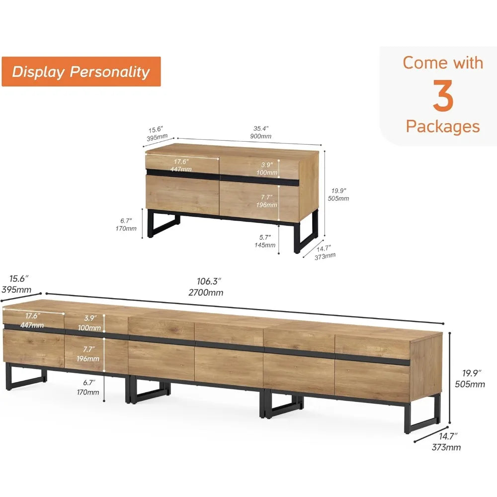 DAFIFY Modern TV Stand 3 In 1 Entertainment Center Storage