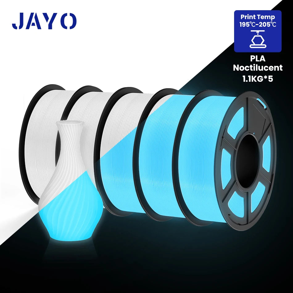 JAYO PLA Filament 1.75mm Glow in the Dark PETG 3D Printer Filament 1.1KG Neatly Wound Luminous 3D Printing Material For FDM