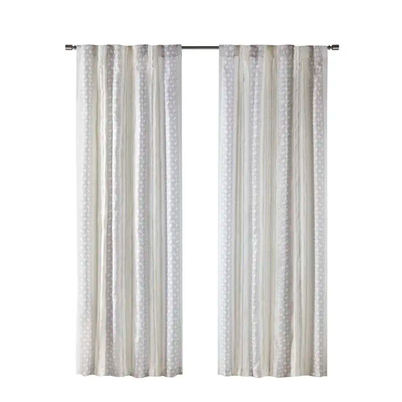 Hign-concerned Curtain Panels Tufted Stripe Poly 2-Pack