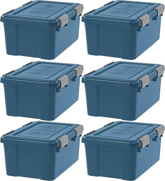 31 Qt Eco-Friendly Storage Bins with Lids, 4 Pack, BPA-Free Plastic Gasket Box with Tight Latch and Seal, Stackable Nestable