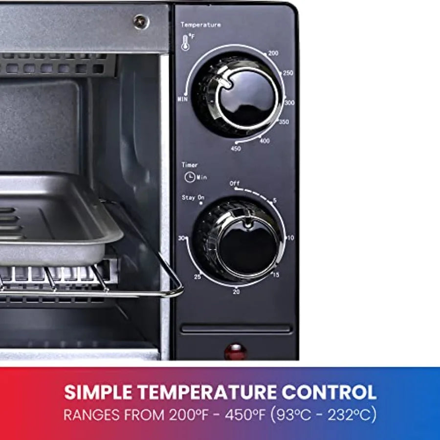 SHXI Toaster Oven Compact Countertop With Toast Bake Broil Timer