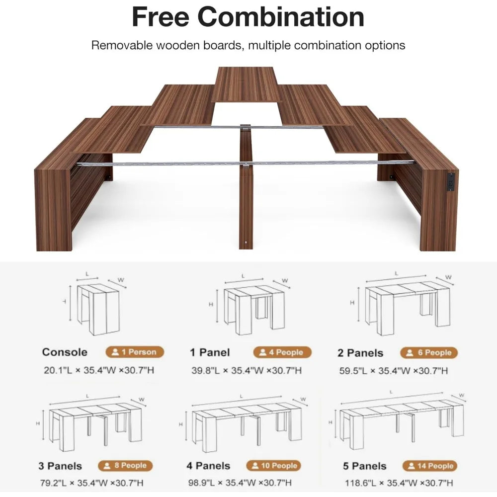 DAFIFY Modern Extendable Dining Table With Outlet Storage