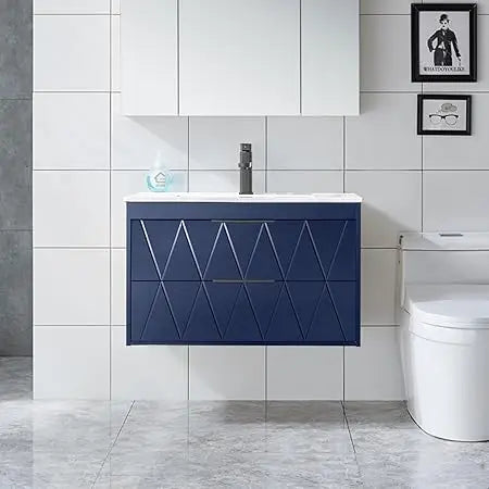 DAFIFY Wall Mounted Vanity Cabinet With Sink And Soft Close