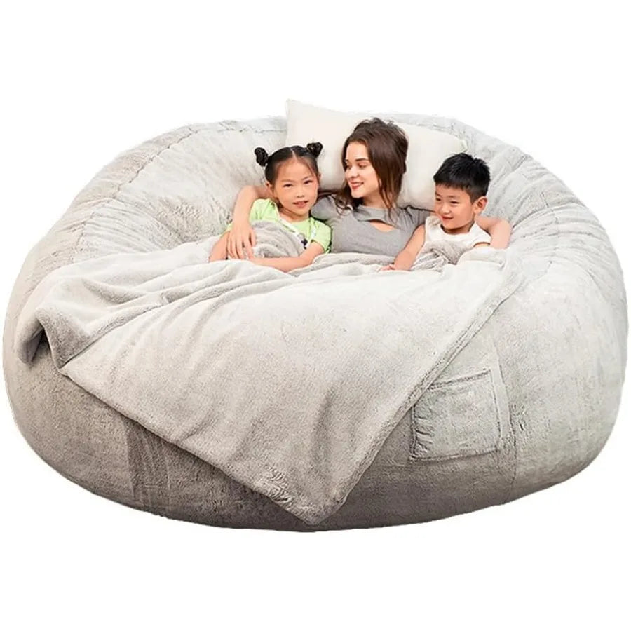 7 Foot Giant Comfy Bean Bag Bed With Fluffy Surface And 3D Shaping For Living Room Lounge Sofa Floor Chair