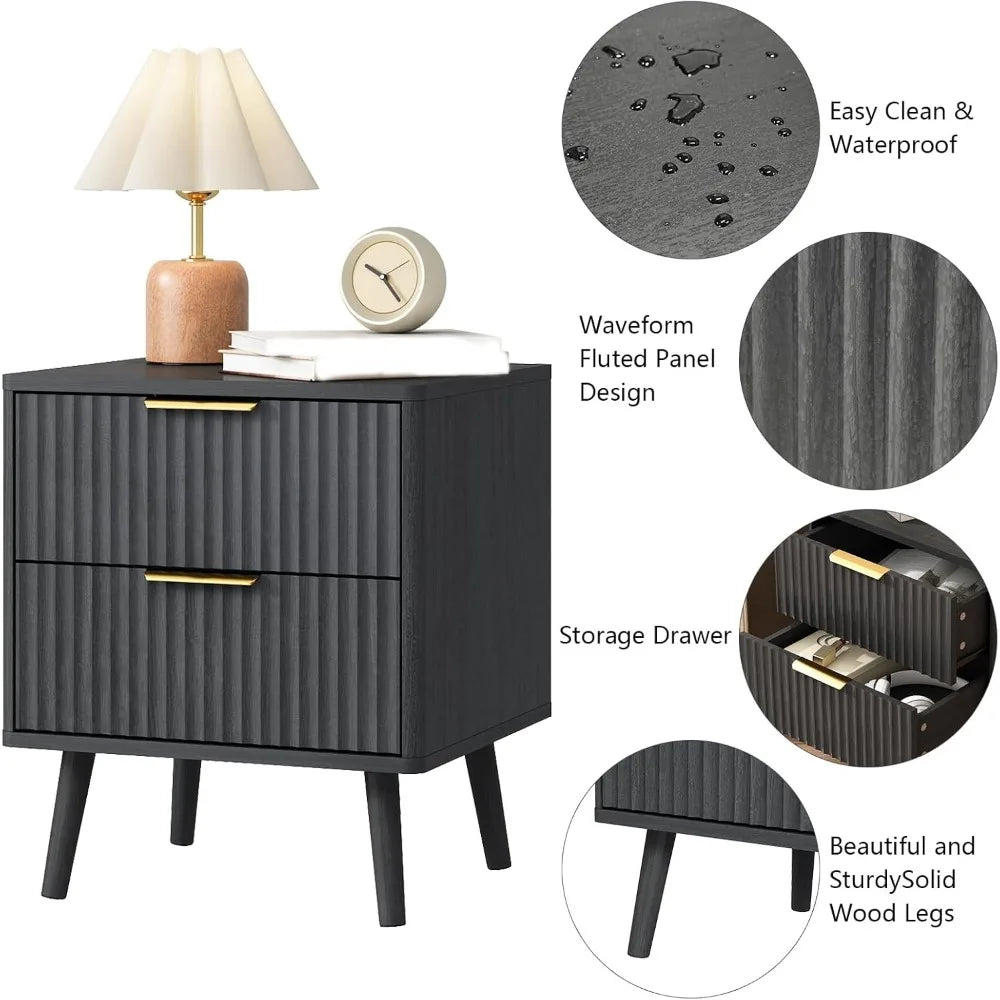 MKDK Modern Dresser And Nightstands 3 Piece Set Lacquer Finish