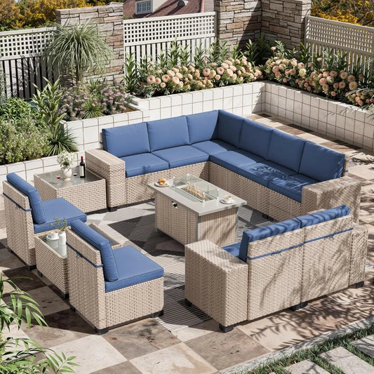 Hign-concerned 13 Piece Outdoor Patio Wicker Furniture Set