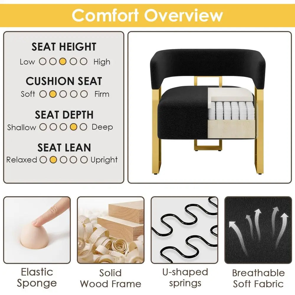 Modern Boucle Bucket Chair Set Of 2 With U-Shaped Armchairs