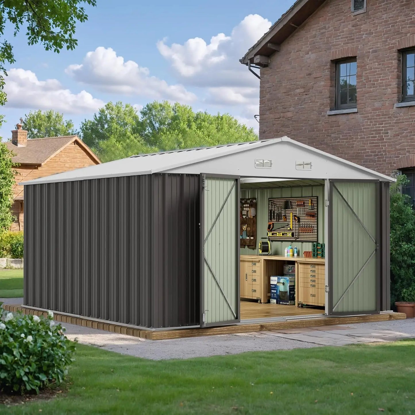 Alloy Steel Outdoor Storage Shed for Backyard and Garden Tools