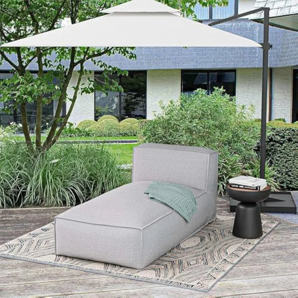 Patio Furniture Bean Bag 2 Person Reclining Chaise Lounge Chair - Outdoor Middle Chair, Sunbathing Recliners, Beach Lounge Sunbe