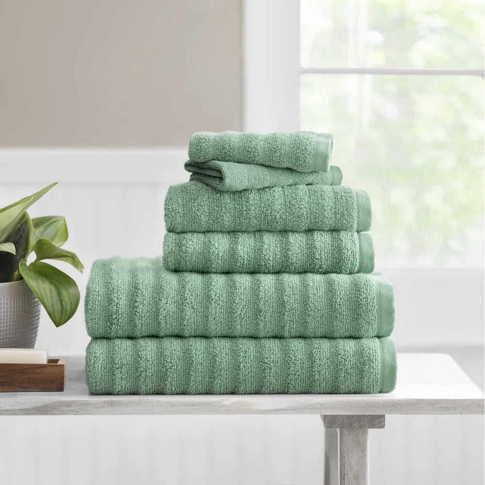 DUTRIEUX Durable Quick Dry Textured Bath Towel Set 6 Piece