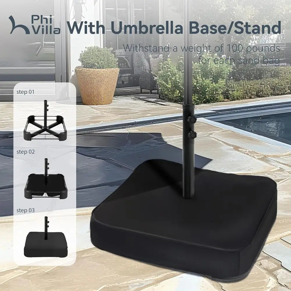 Rectangle Patio Umbrella With Stand Double-Sided Market Umbrella