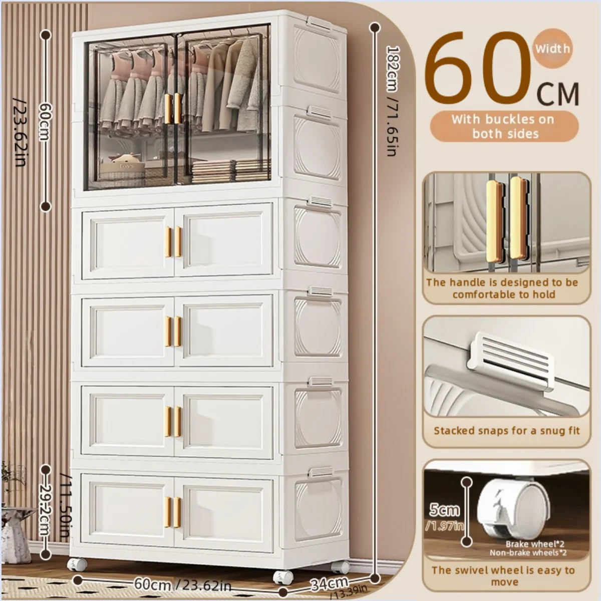 NONECN Foldable Plastic Storage Box For Bedroom Closet
