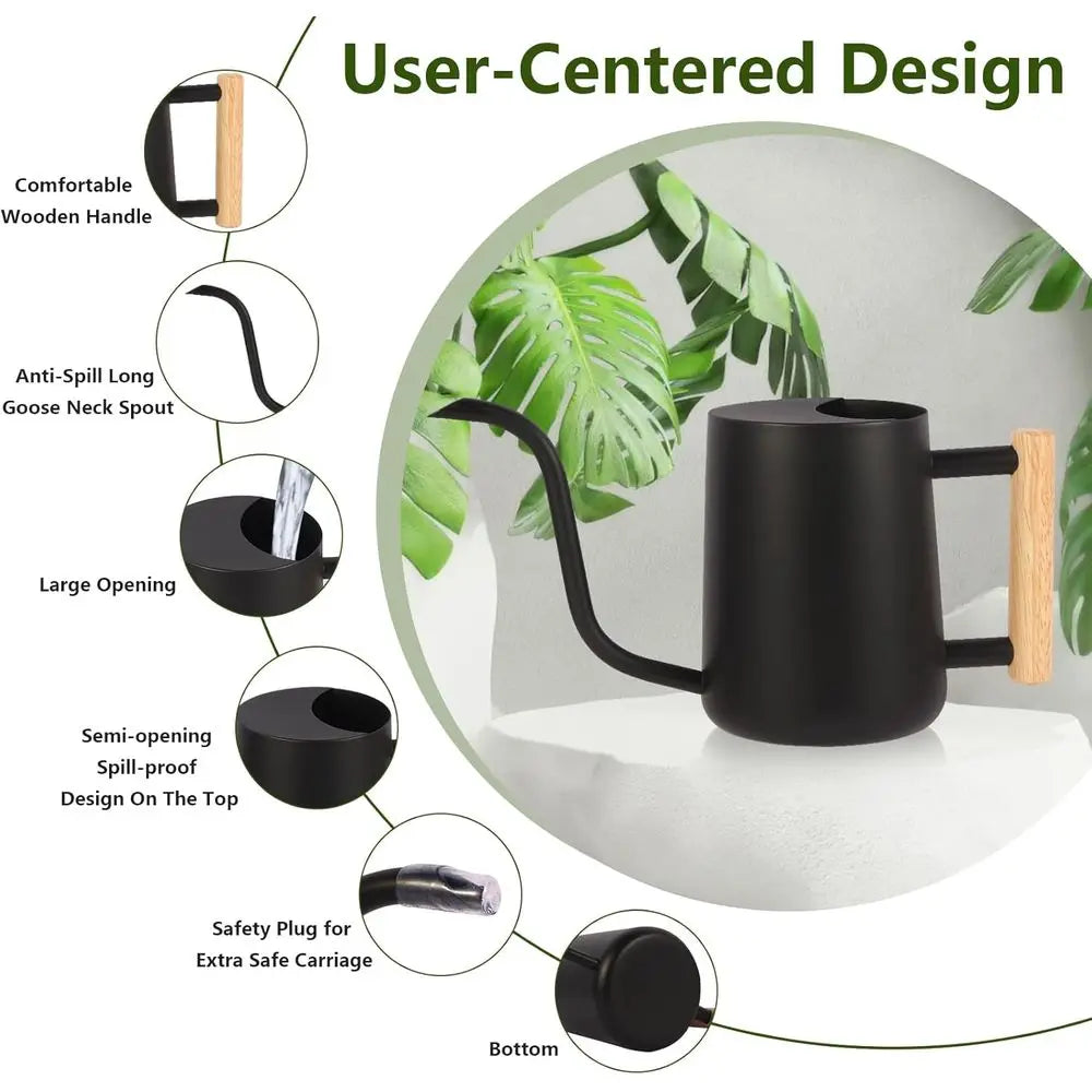 Stainless Steel Watering Can With Long Curved Spout For Plants