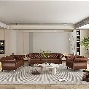 DAFIFY Velvet Chesterfield Living Room Set Sofa Loveseat