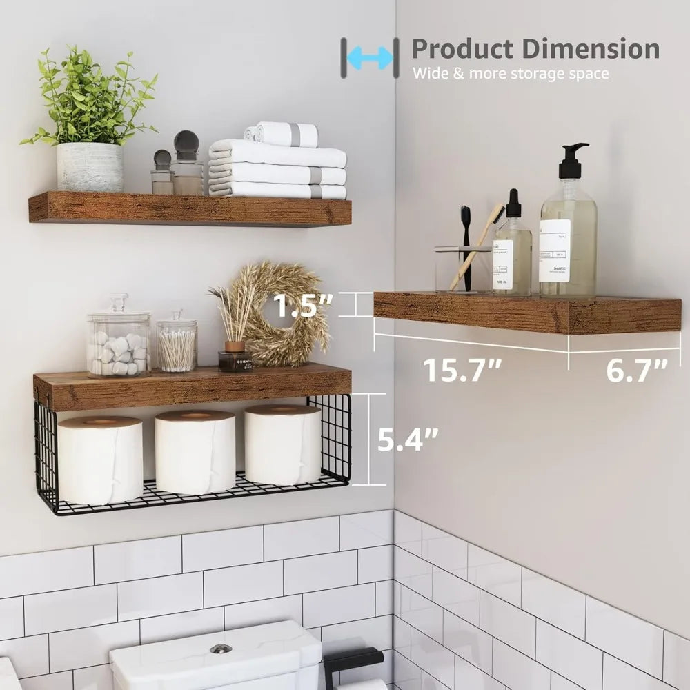 Floating Bathroom Shelves Set Of 3 Wall Mounted Toilet Storage