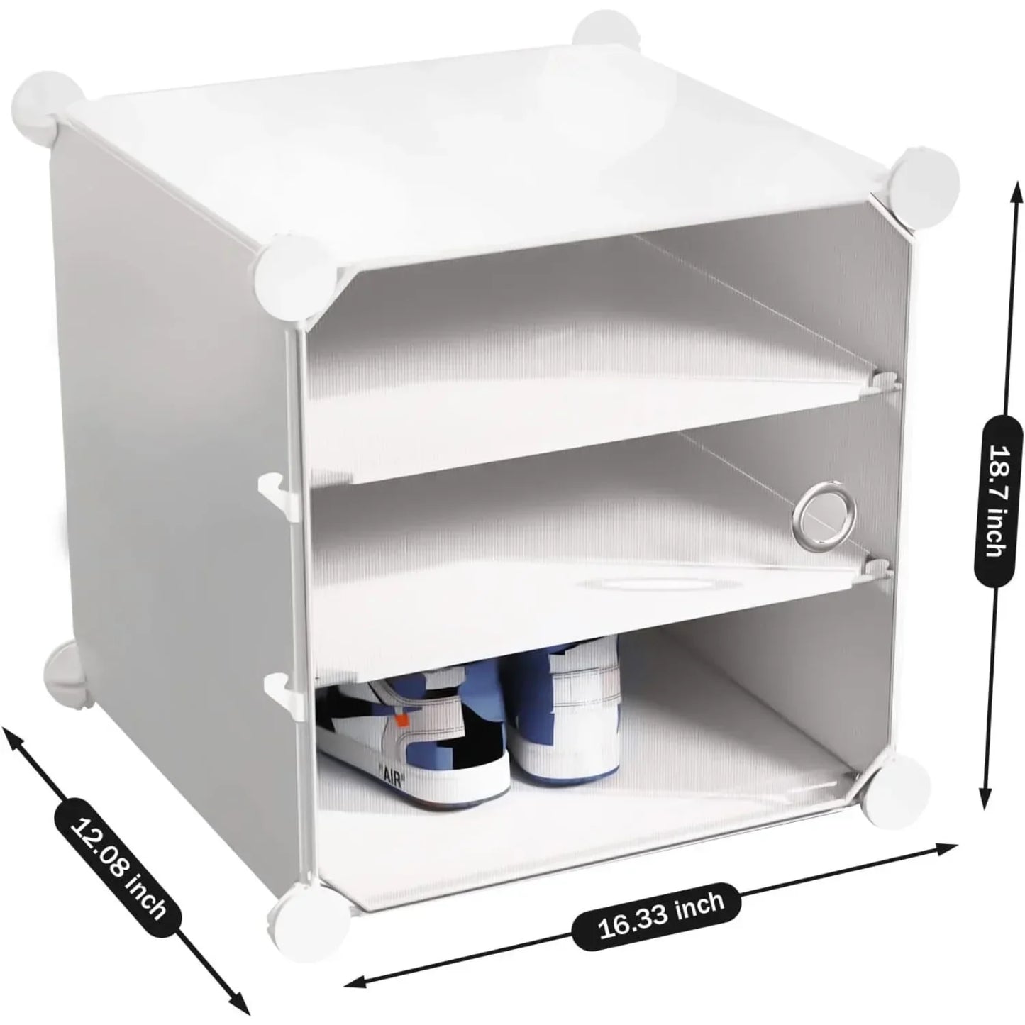 96 Pair Shoe Rack Organizer, 12 Tier Plastic Shoe Rack with Door, White, 18.7"H, US Stock storage containers