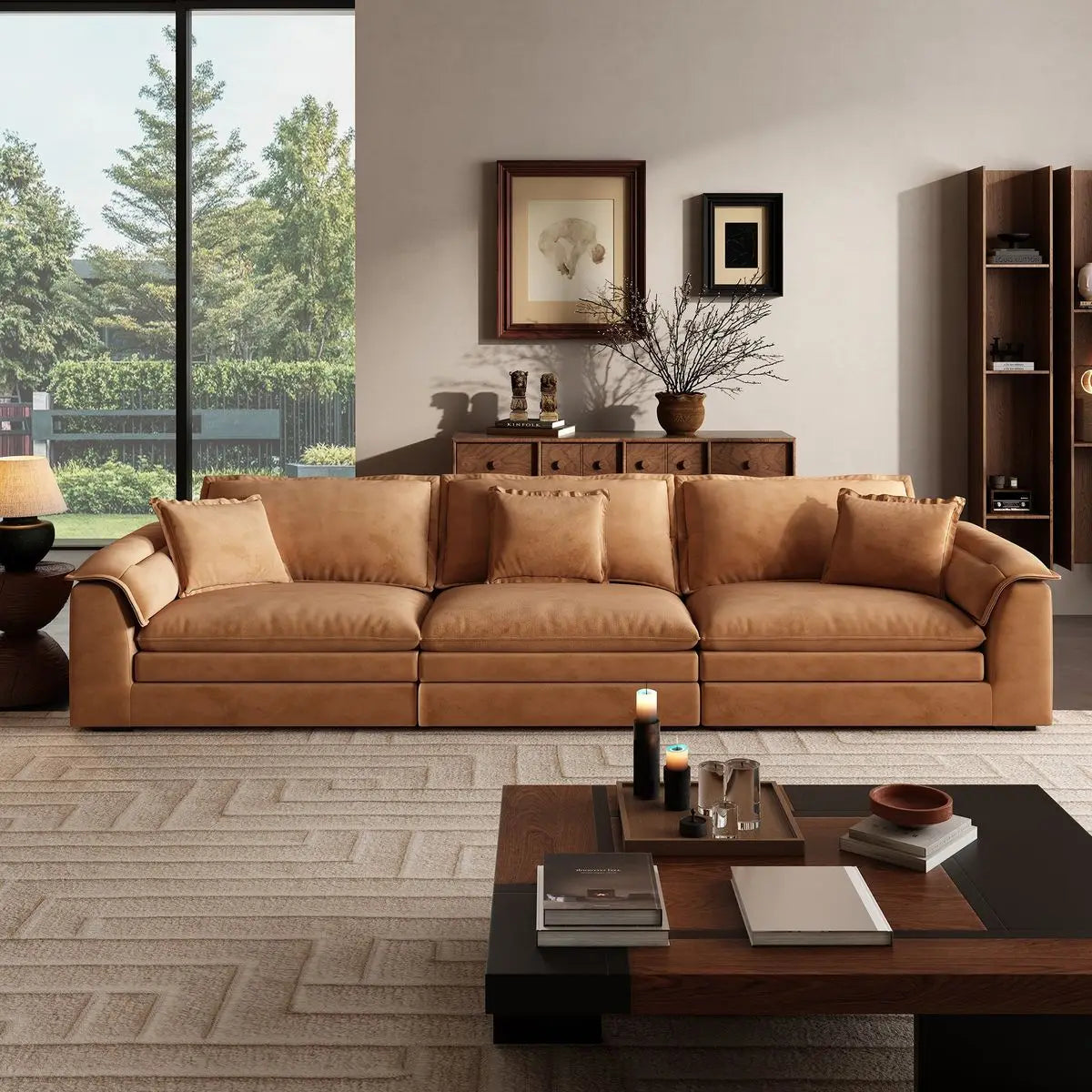 Italian-Style Full Genuine Cowhide Leather Sofa Modern Luxury