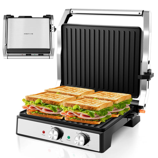 Cachoo 1600W Panini Press 4 Slice With Adjustable Temp