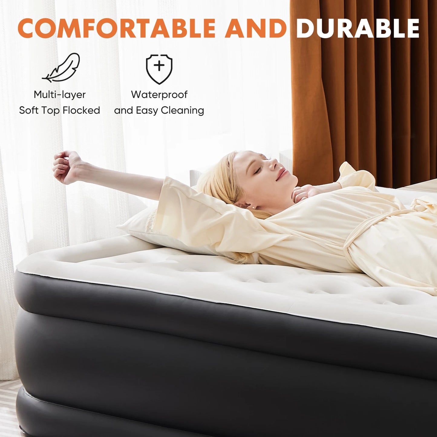 JHK Air Mattress With Double Height Non Slip Bottom