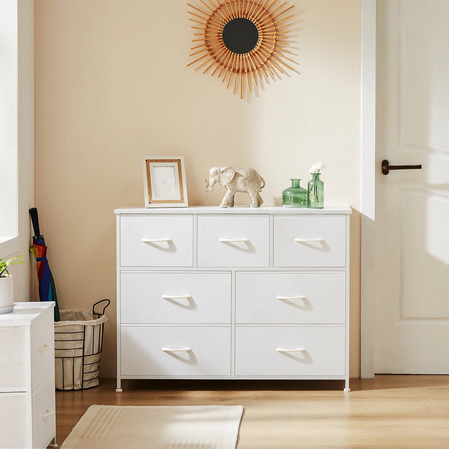 JHK Bedroom Wardrobe Chest With Fabric Drawers Storage Cabinet