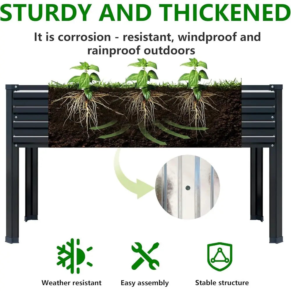 Elevated Galvanized Garden Bed Two Pack Outdoor Planter Capacity 350lbs