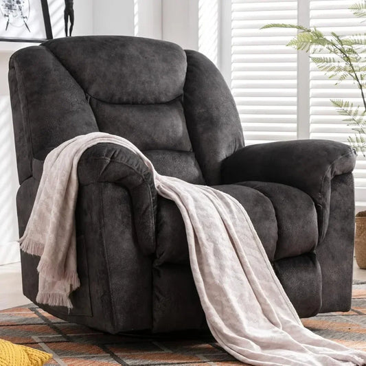 Oversized Leather Swivel Rocker Recliner Chair For Living Room