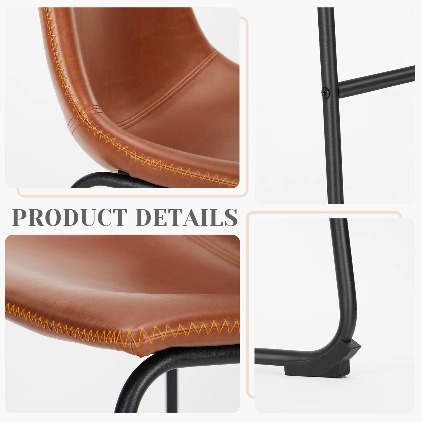 JHK PU Leather Bar Stools Set of 2