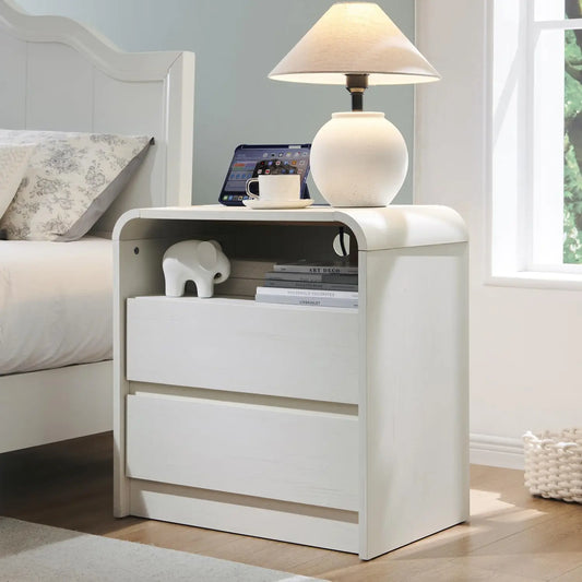 GYROOR Nightstand With Charging Station Bedside Table With Drawers