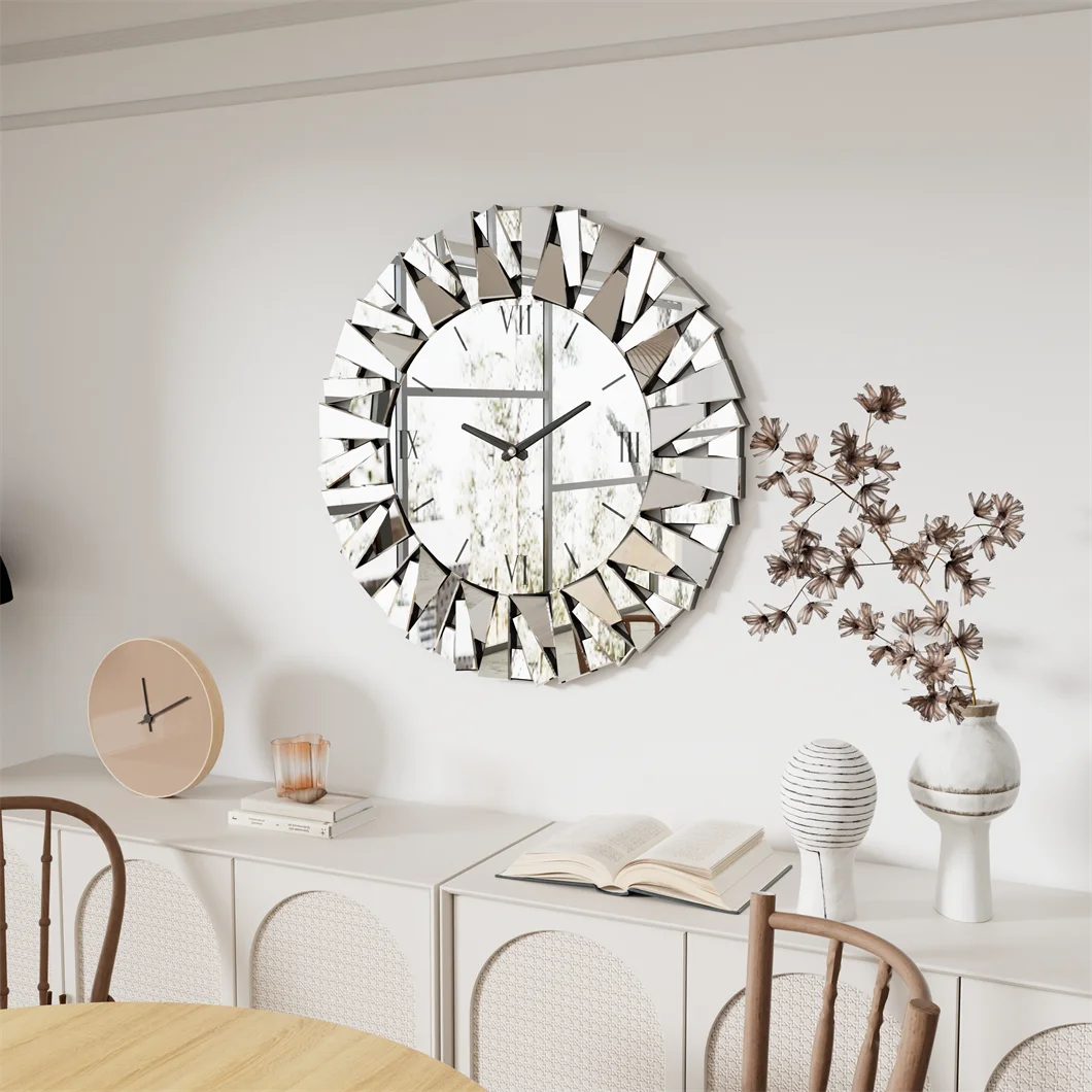 Big Boss Home And Garden 3D Mirrored Sunburst Wall Clock