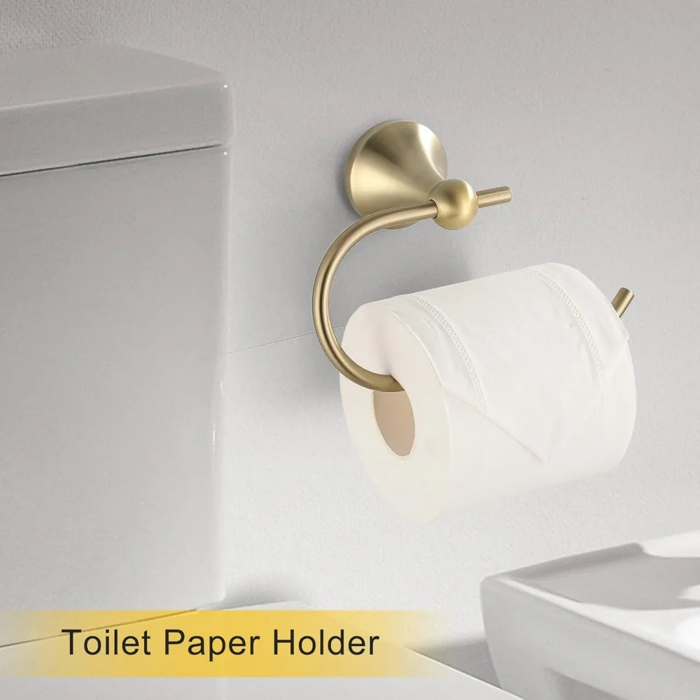 Brushed Gold 4 Piece Bathroom Hardware Set Towel Bar