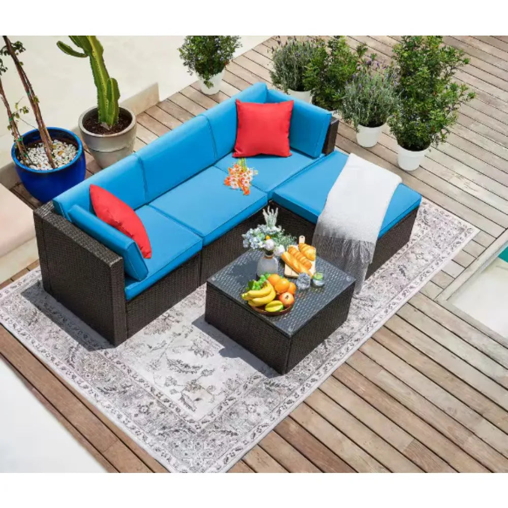 Tozey Outdoor Patio Sofa Sectional Set Weatherproof PE Rattan