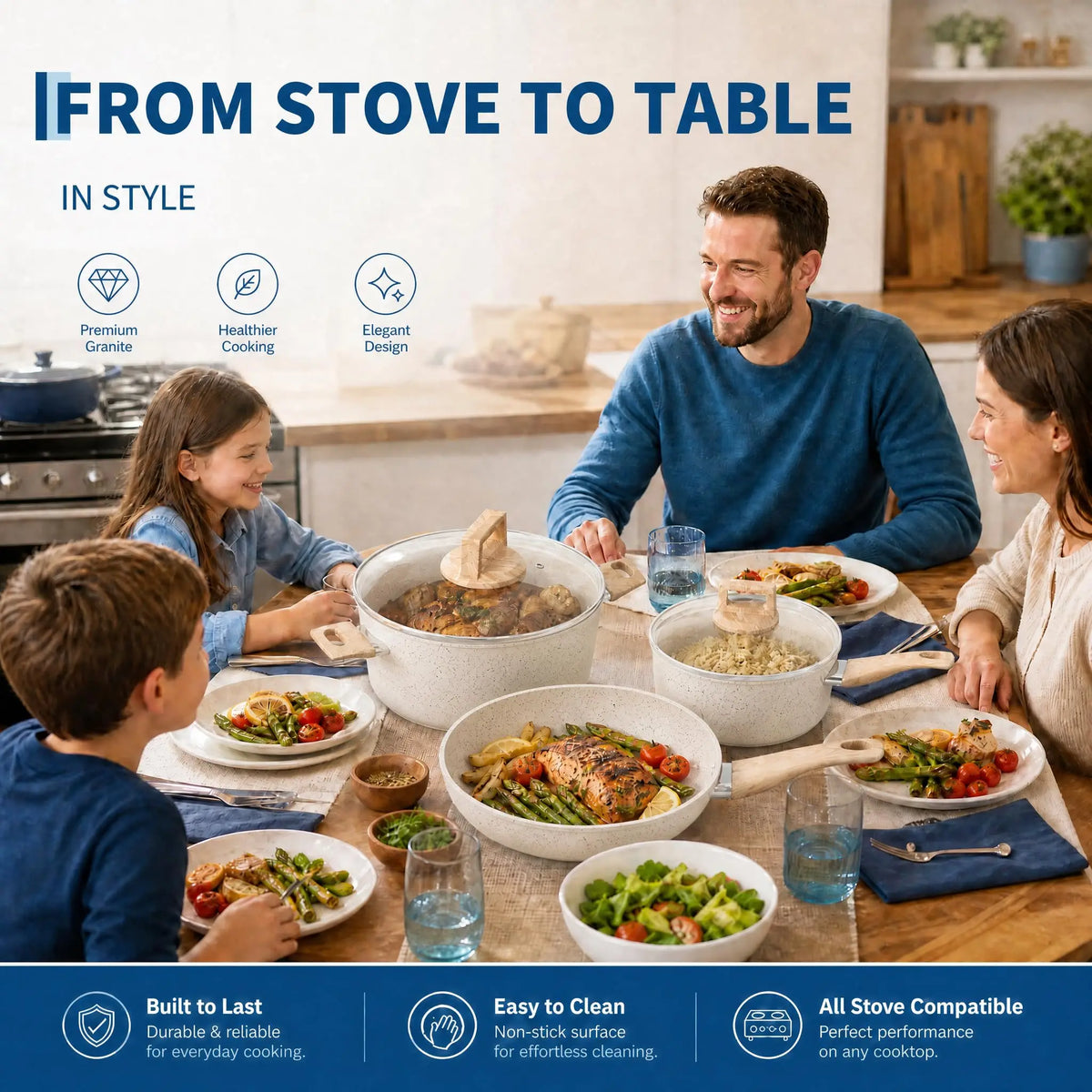 Nonstick Aluminum Cookware Set With Induction Compatibility And Accessories