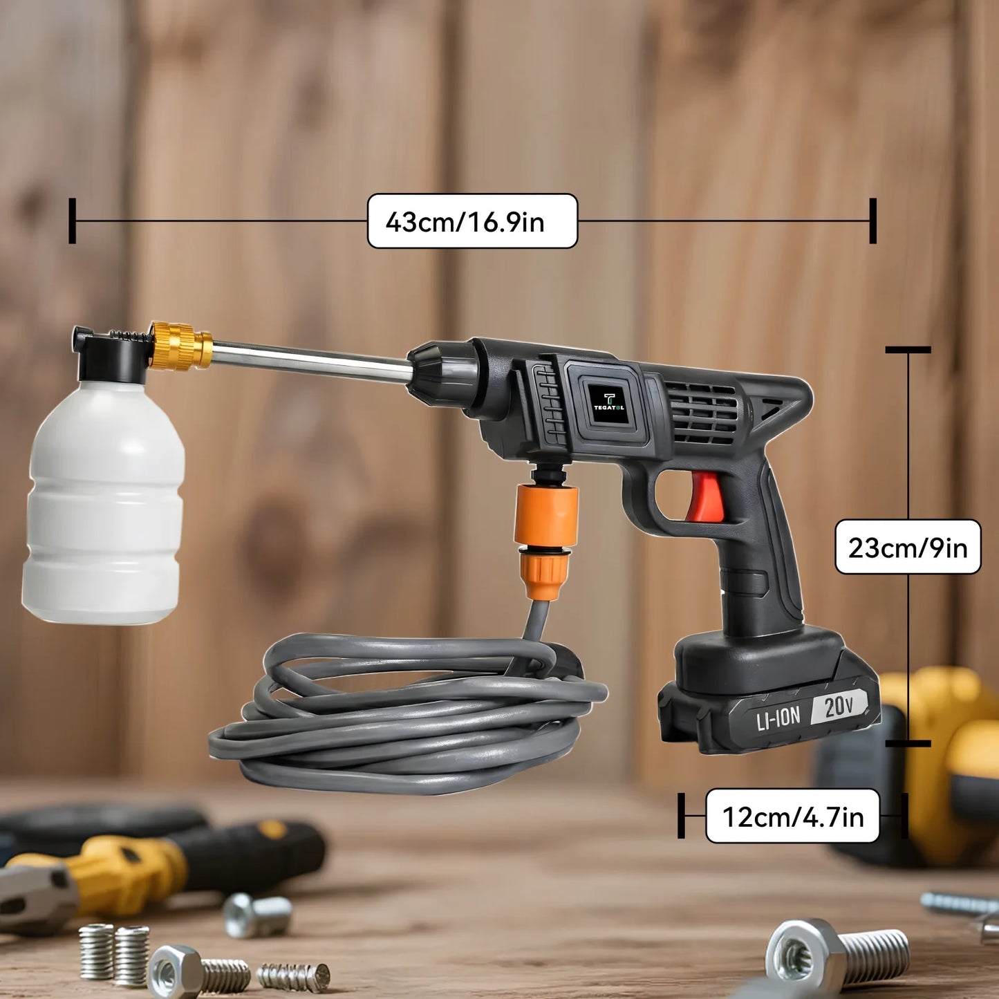 TEGATOK Electric High Pressure Washer Water Gun 20V Makita Compatible