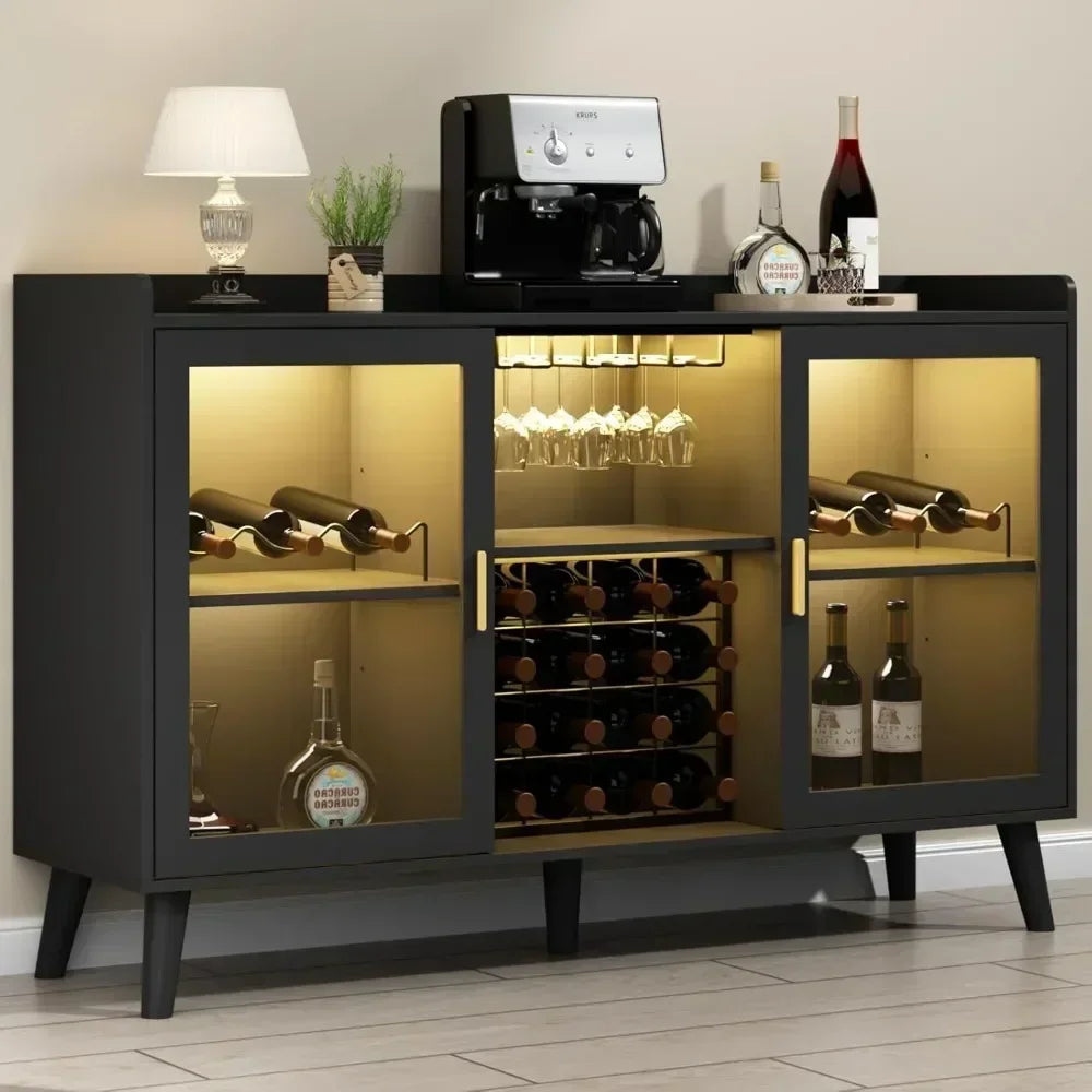 Guangbai Wine Bar Cabinet With Led Light And Glass Rack
