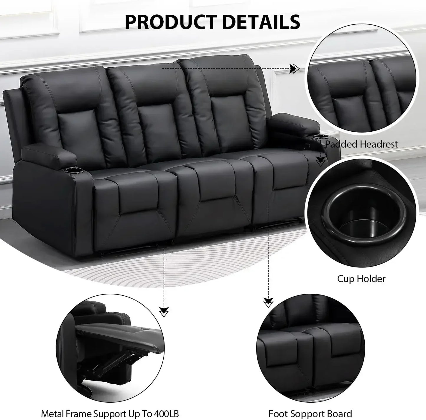 Recliner Leather Living Room Set Sofa Loveseat Chair